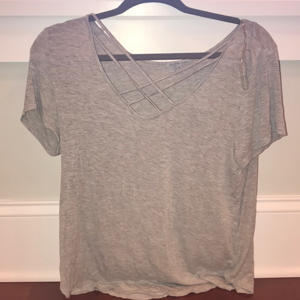 Criss cross Charlotte Russe grey t-shirt